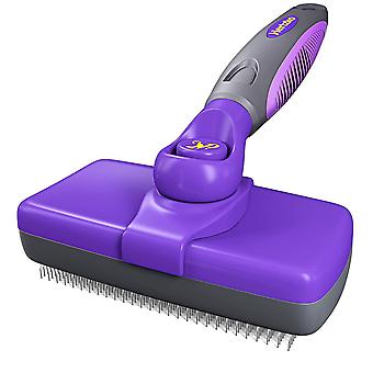 Self-cleaning fine bristle brush for dogs and cats - the ultimate bristle brush for hair removal, hair removal - comb for long and short haired dogs,