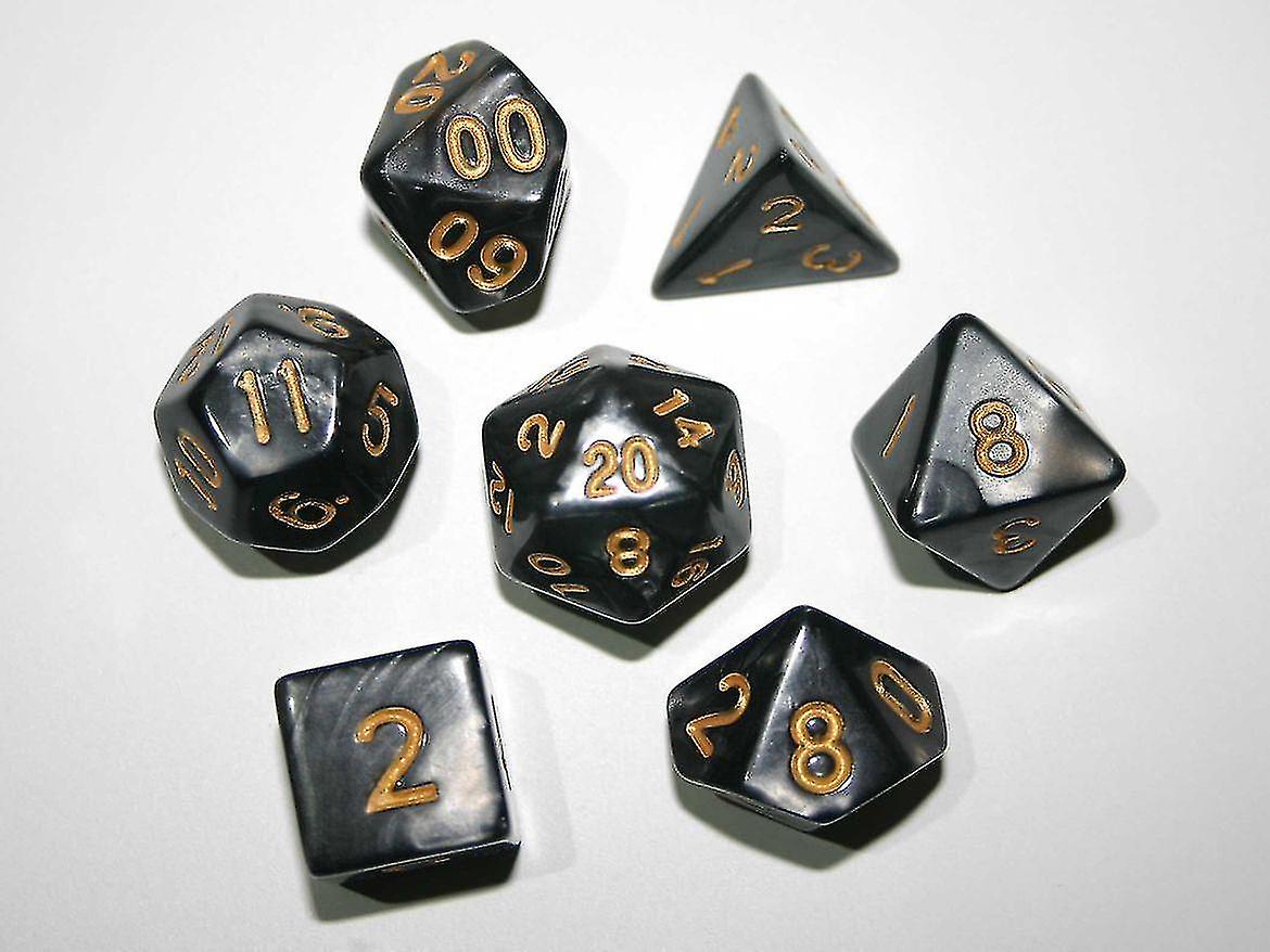 Pearl Polydice Set - Holzkohle - 7 Würfel in Standardgröße für D & D und andere RPGs