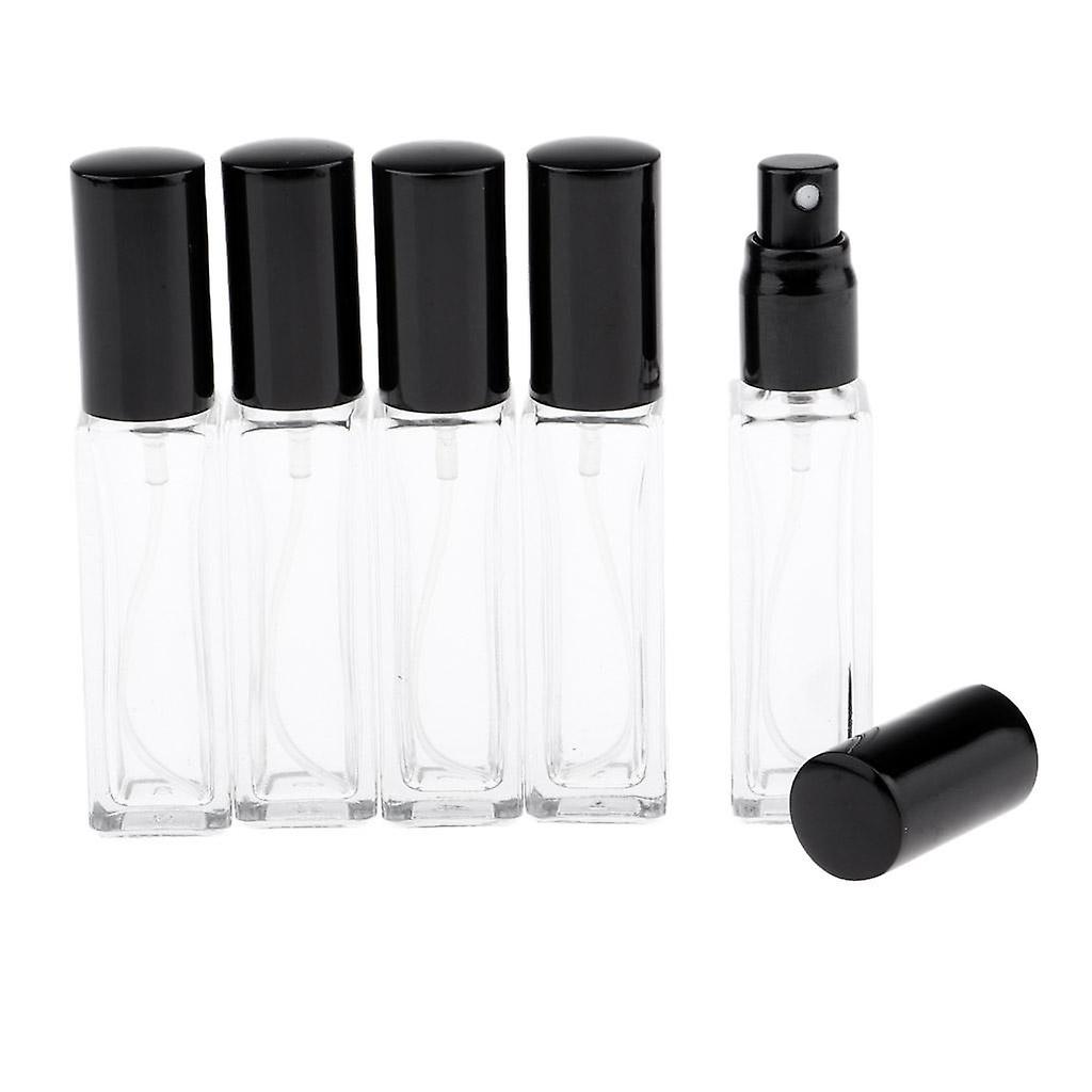 5x 8ml Refillable Perfume Atomizer Empty Spray Bottle Black Cap