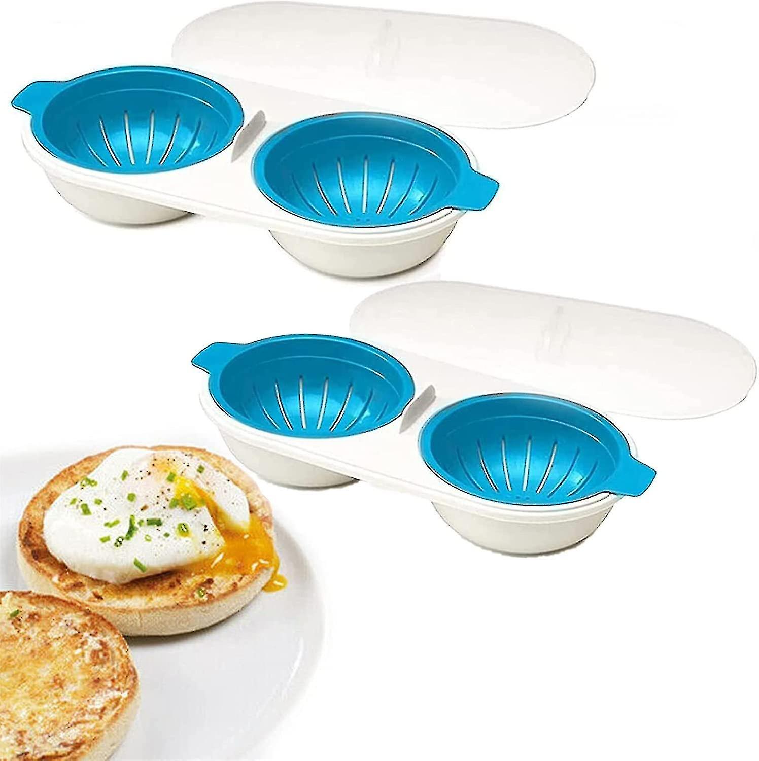 2pcs Microwave Eggs Poacher Food Grade Double Cup Egg Boiler Poached Egg Gadget Non stick Fast Egg S