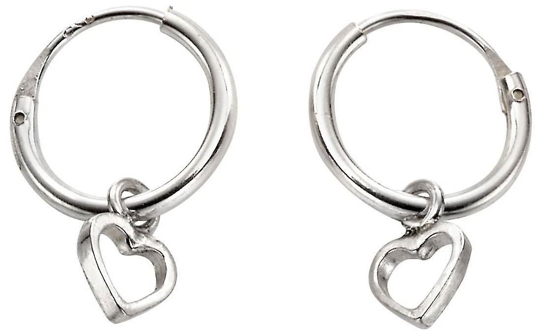 Beginnings Heart Sleeper Hoop Earrings - Silver