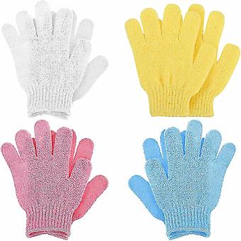 4pack dubbelsidiga exfolierande handskar duschkroppsskrubbhandskar för dusch, spa, massage