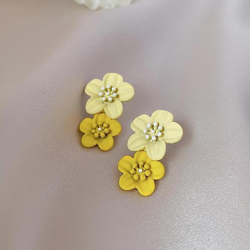 Women earring girl stud ear Drop Klein Blue Gradient Flower Drop Korean Cute Long Temperament Weddin