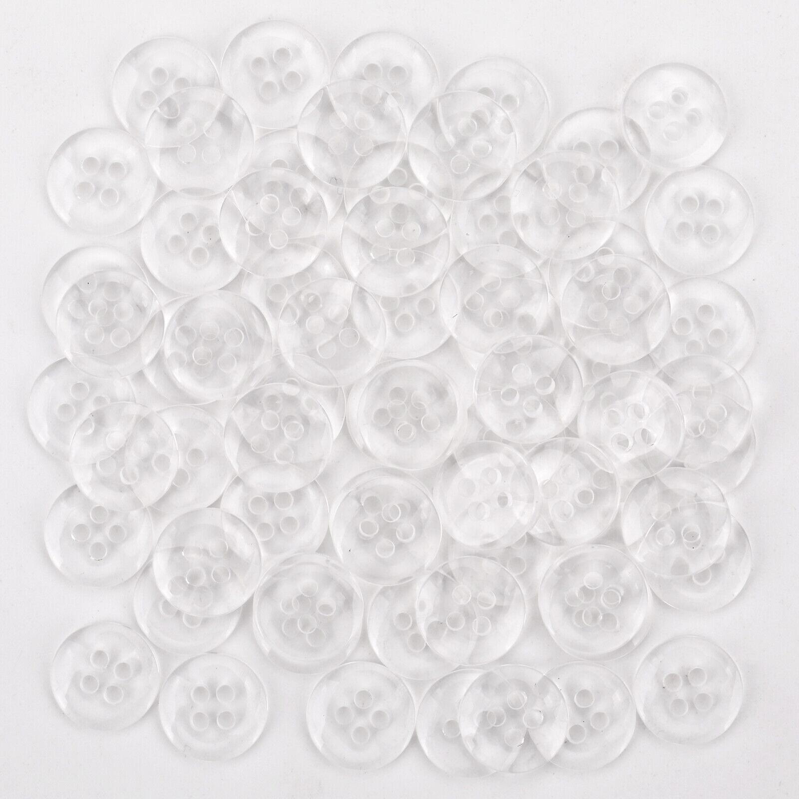 Clear Plain Round 4 Hole Sewing Buttons