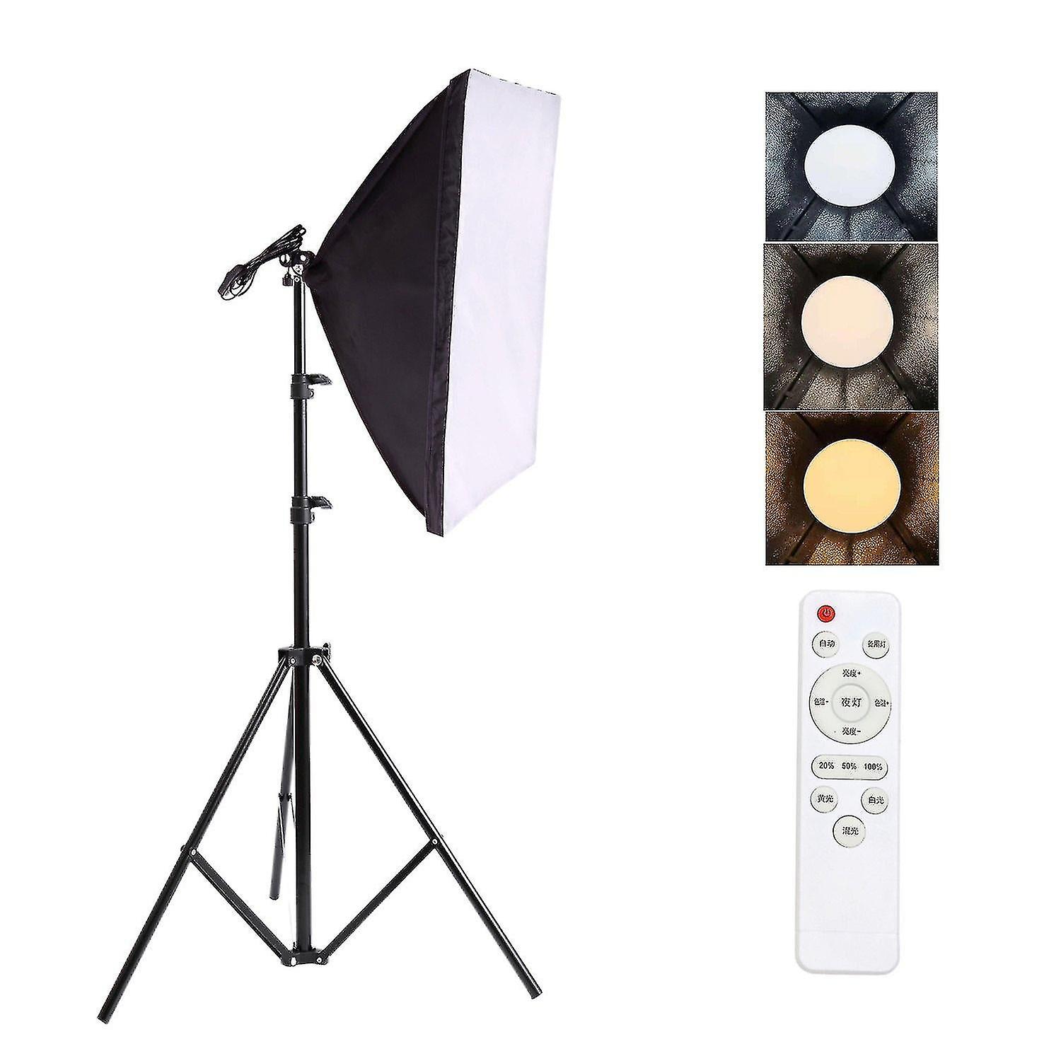Photography Lighting 2m Light Tripod Stand + Photo Studio Soft Box +50w Dimmable Led Lamp Bulb For Camera Phone Video Shooting