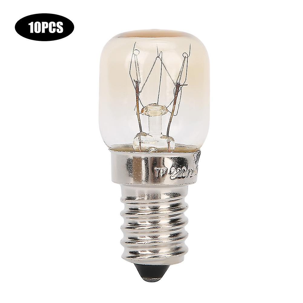 10 pcs 300 ℃ High Temperature Resistant Nickel Plated Copper E14 Light Bulb for Microwave Oven 25W