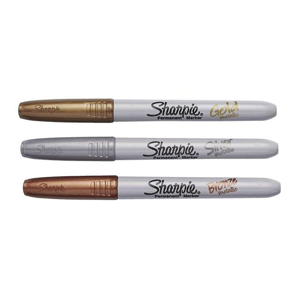 Sharpie Metallic Fine Point Marker Quick Drying Water Resistant ink 3 Colors