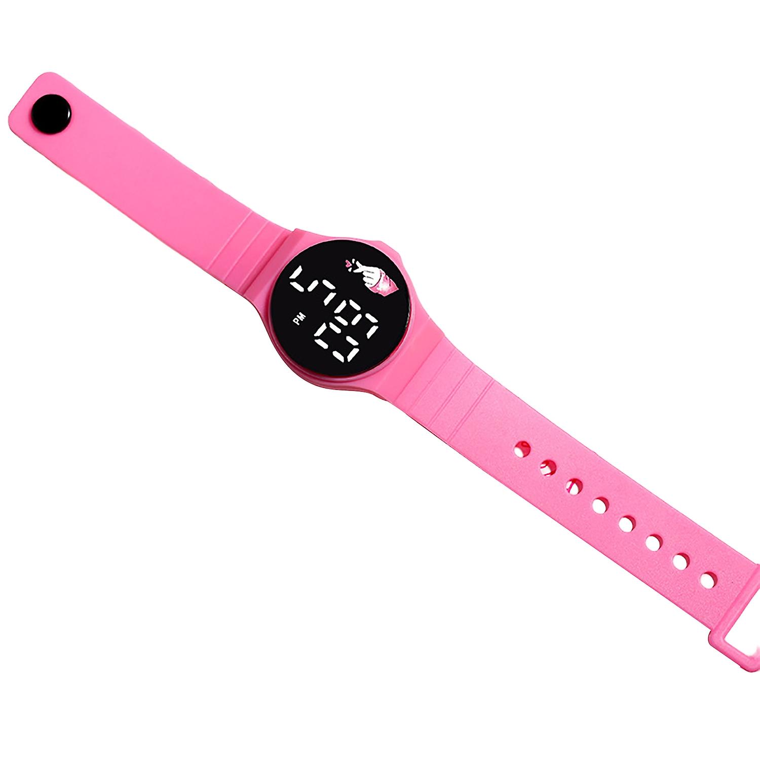 Electronic Watch Touchscreen LED Display Soft Band Round Life Waterproof Solid Color Kids Students D