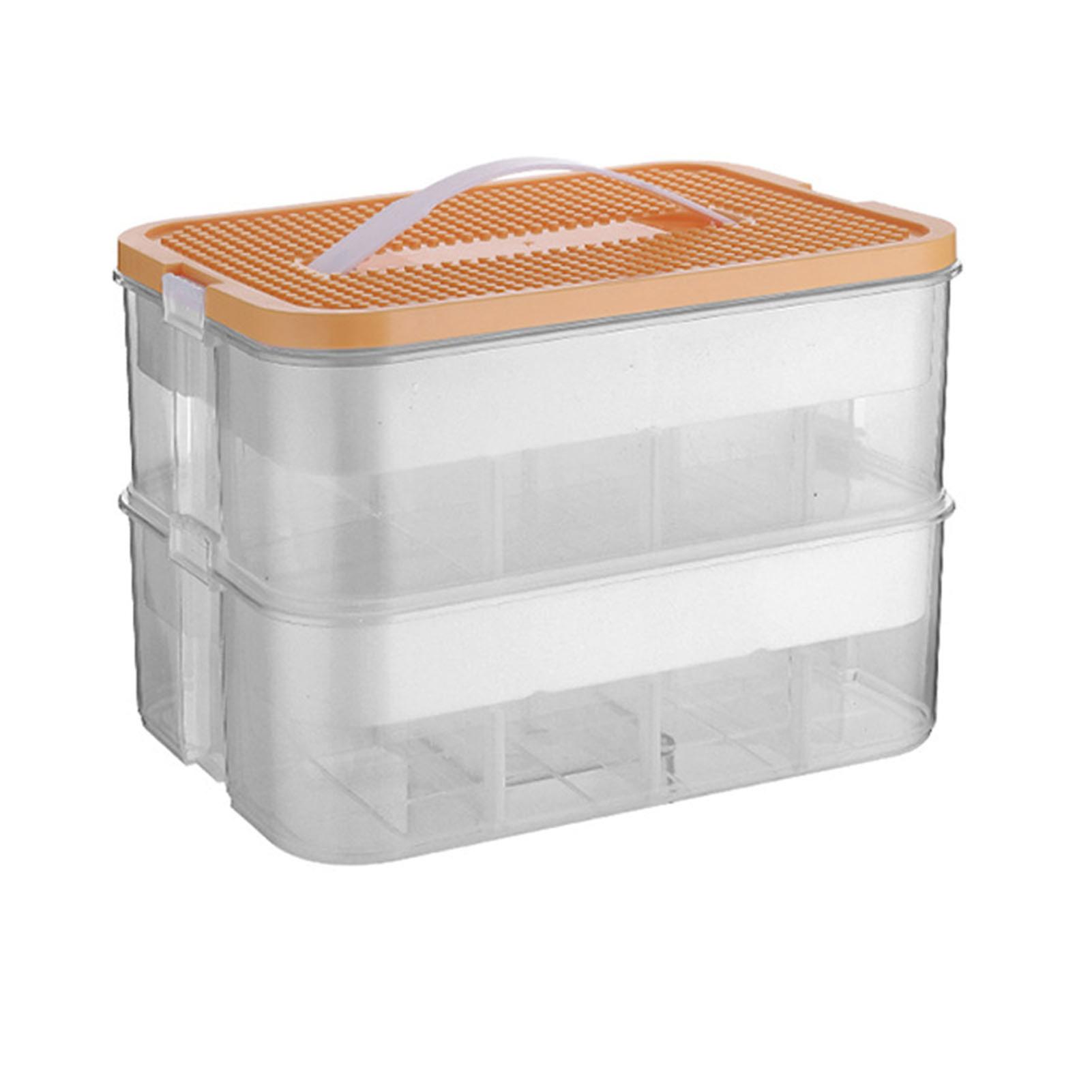 Stackable Toy Storage Bin Plastic Block Building With Lid Multiple Compartments Large Capacity Organizer Box For Kids (30.5x23x23cm)