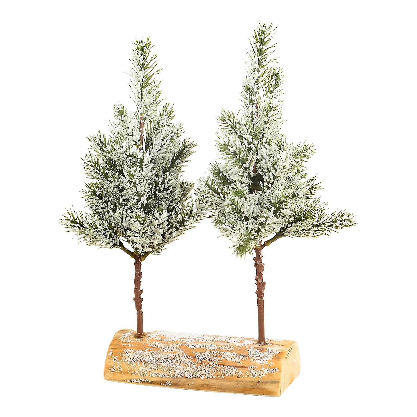 Artificial Mini Christmas Tree with Wooden Base for Desktop Decor