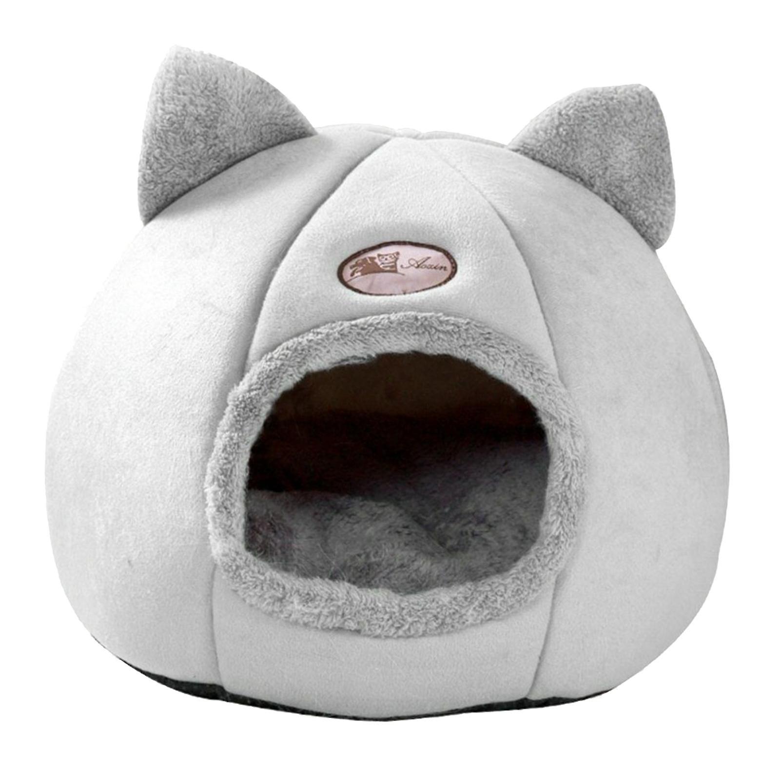 Pet Nest Dog Cat Bed Puppy Warm Cushion Sleeping Cave Kennel Canopy L 36CM