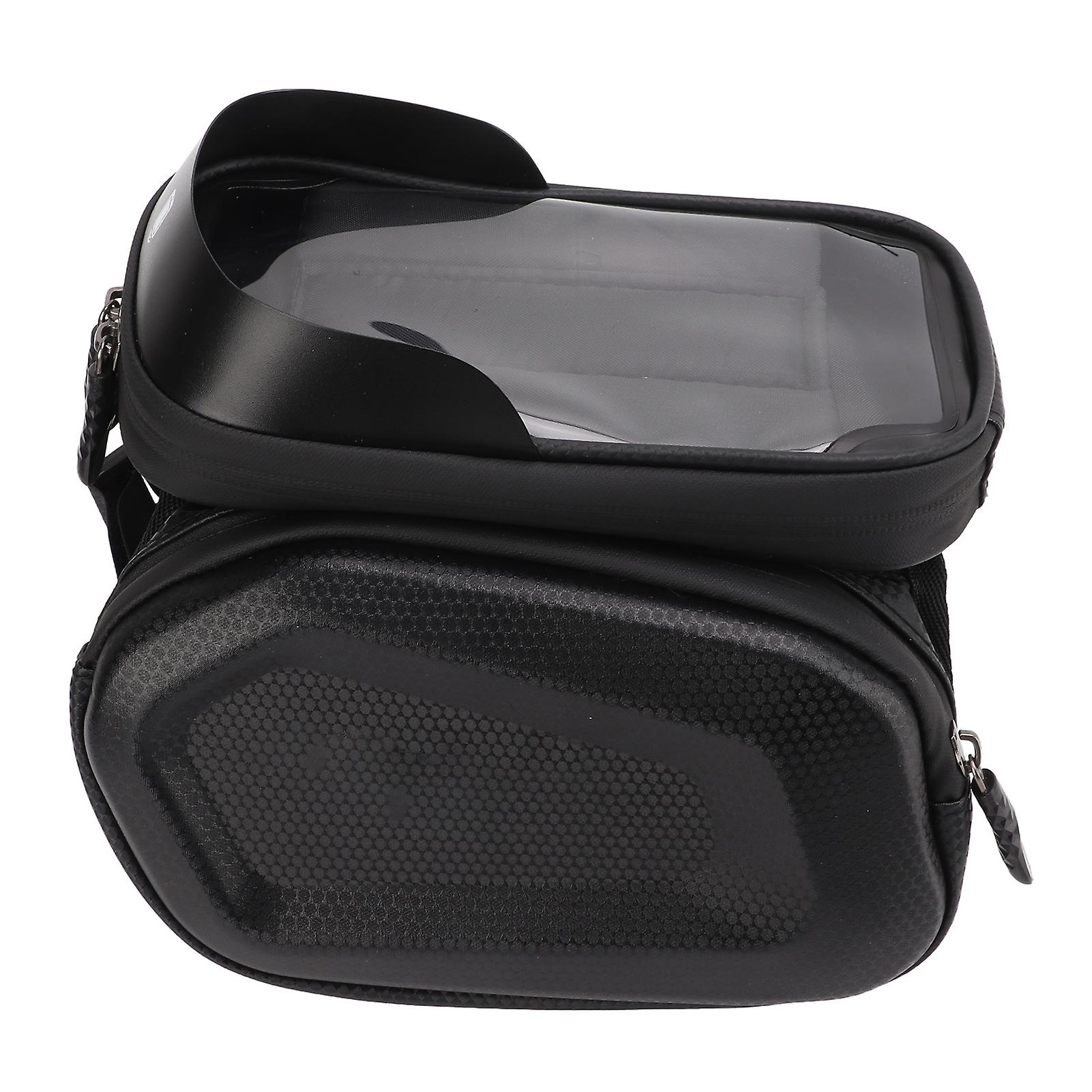 Waterproof Bicycle Frame Bag with Clear Window, Visor & Side Pockets for Phones Up to 7.2 Inches