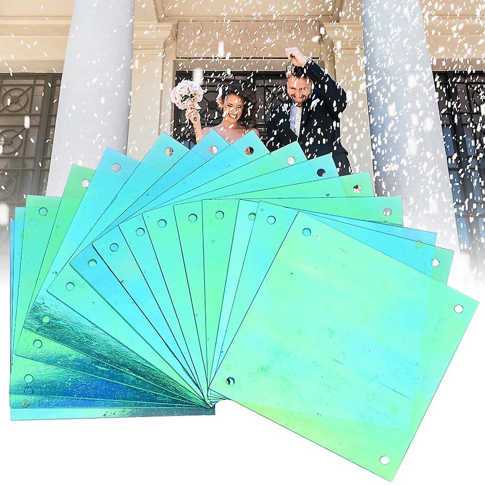 50G PVC 4 Corner Hole Square Sequins Wedding Decoration(Transparent Colorful Blue)