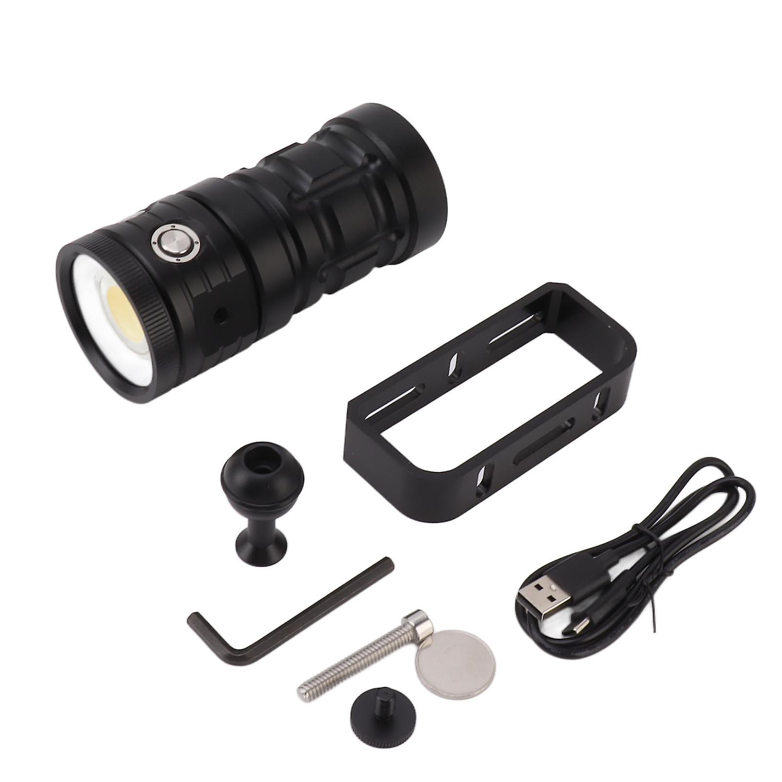 18000lm LED Diving Flashlight, IPX8 Waterproof, USB, 100m Range, with 3 Light Sources, for Cave Diving and Freediving