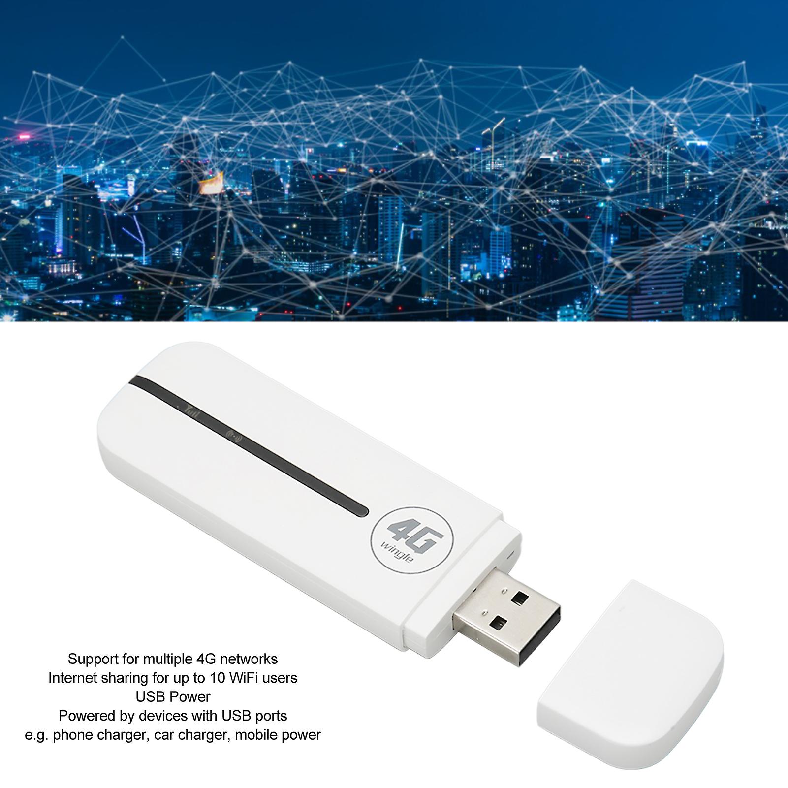 4G USB WiFi Modem Plug and Play High Speed Mini Pocket USB WiFi Router for Car Outdoor Use White