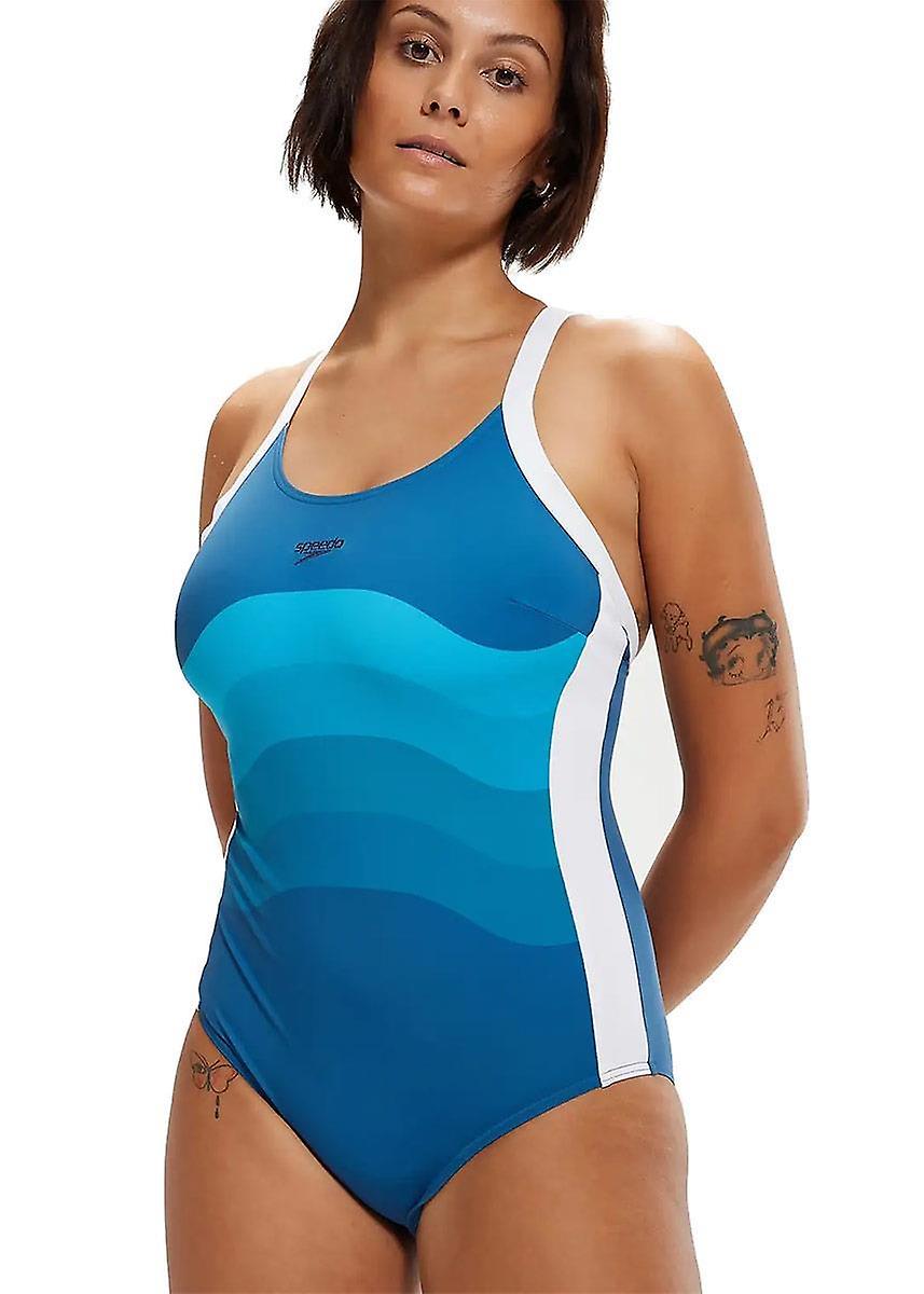 Maillot de bain imprimé Shaping Entwine de Speedo - Bleu / Blanc - Fille