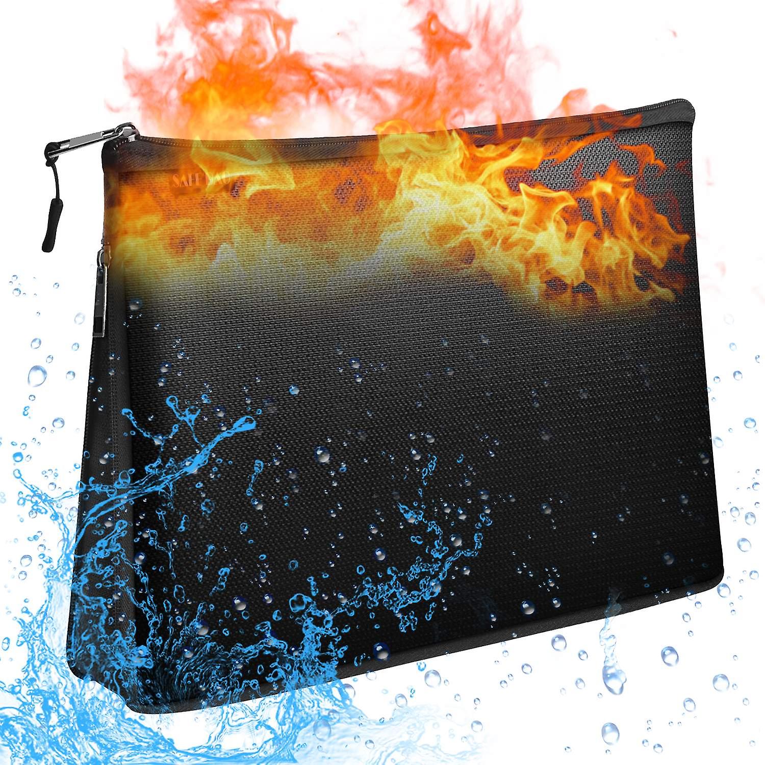 Fireproof Safe Money Bag Fire and Water Resistant Expandable Document Bag File Folder Storage Pouch 