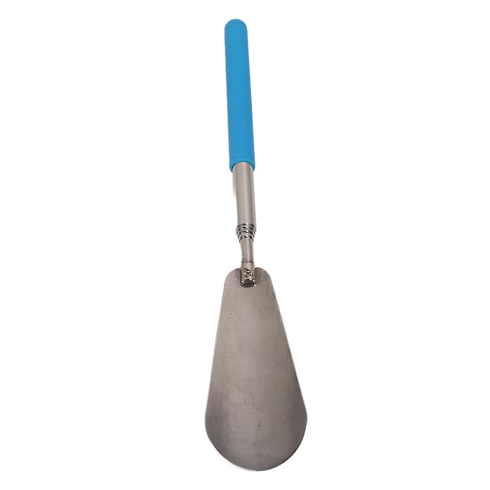 Retractable Stainless Steel Long Handle Shoe Horn for Elderly, Pregnant and Lazy Women, Blue