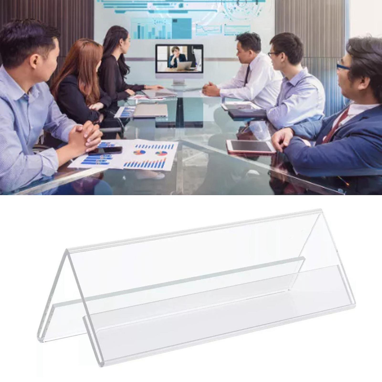 5Pcs V-Shaped Business Card Holder - Double Sided Transparent Name Card Display