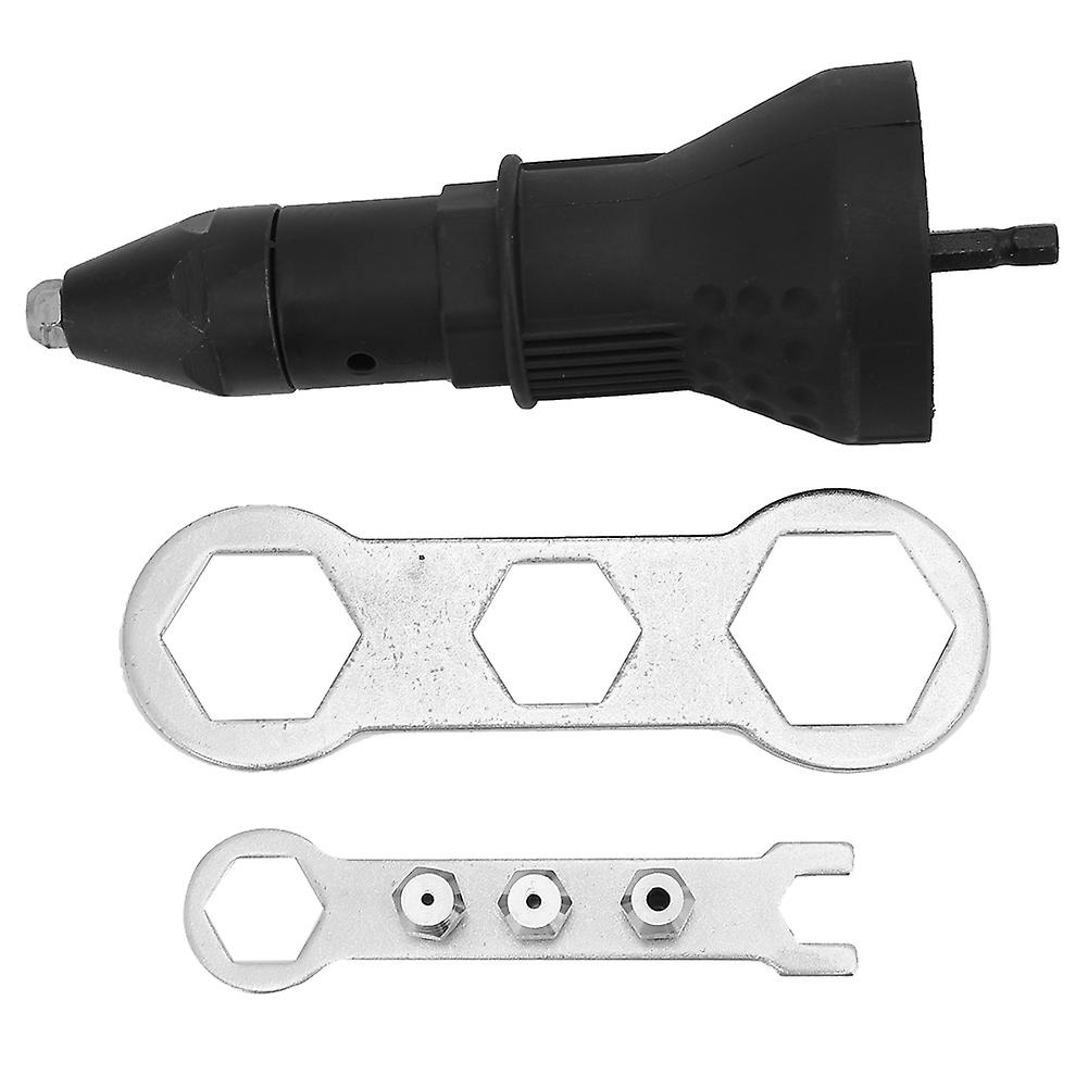 Electric Rivet Gun Adapter Riveting Tool Kit Riveting Drill Insert Adapter 2.4~4.8mm(Black)