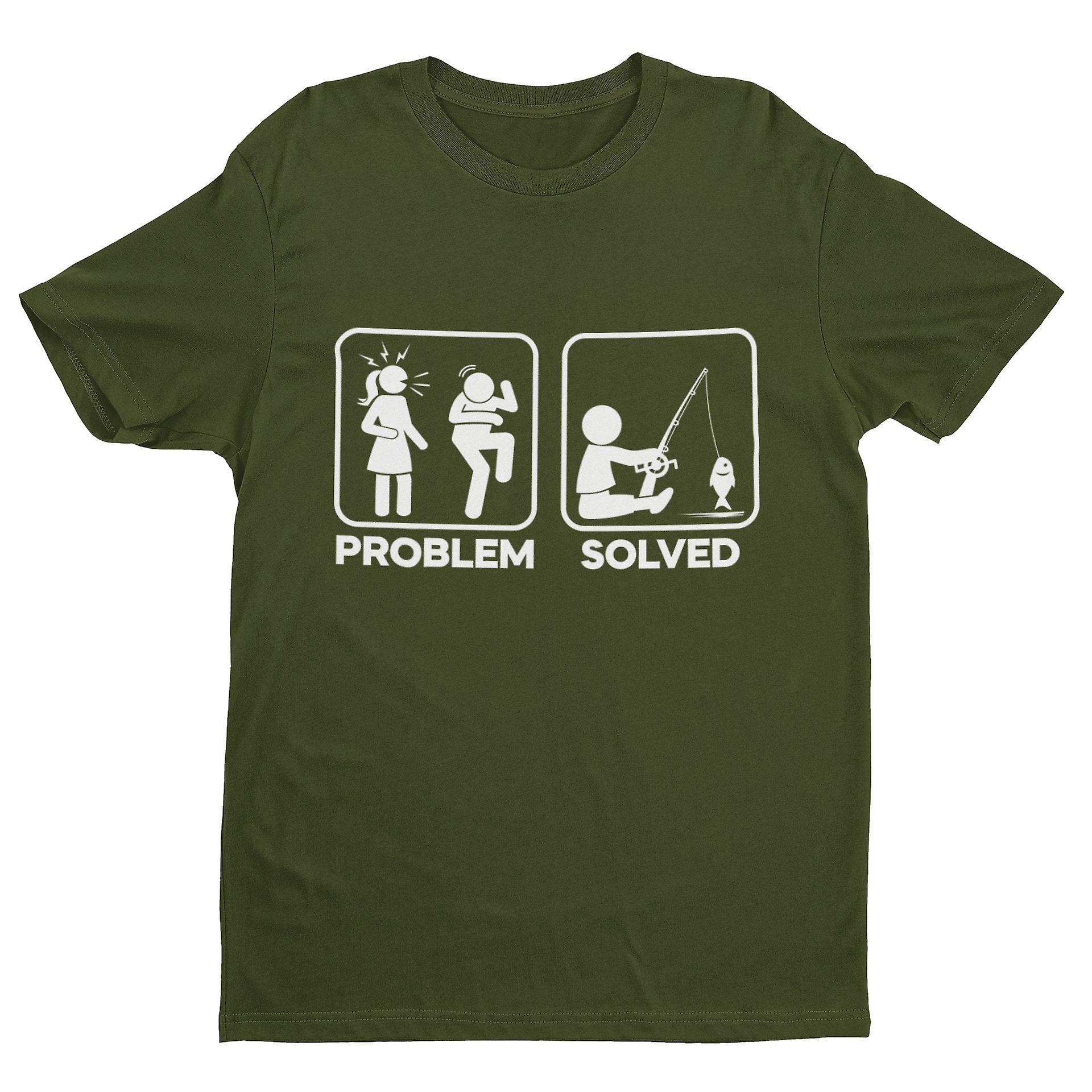 Funny Fishing T Shirt Problem Solved Nagging Wife Go Angling Gift Idea Fisherman