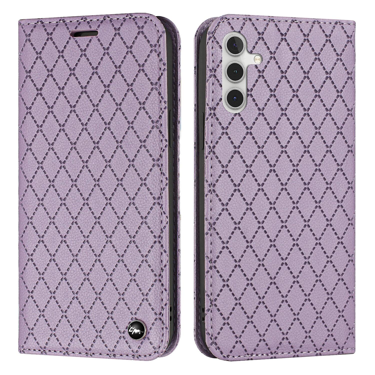 For Samsung Galaxy A25 Case, PU Leather Flip Cover Magnetic Closure Wallet Card Slots Stand Case Lattice Design