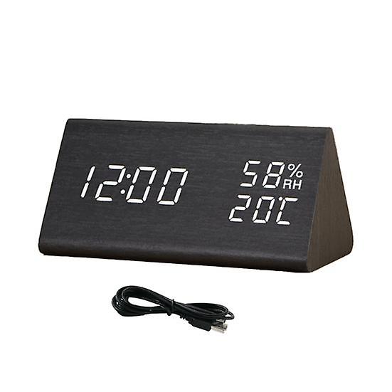 Voice Control Alarm Clock Power-saving ABS Clear Screen Multifunctional Desk Clock for Home