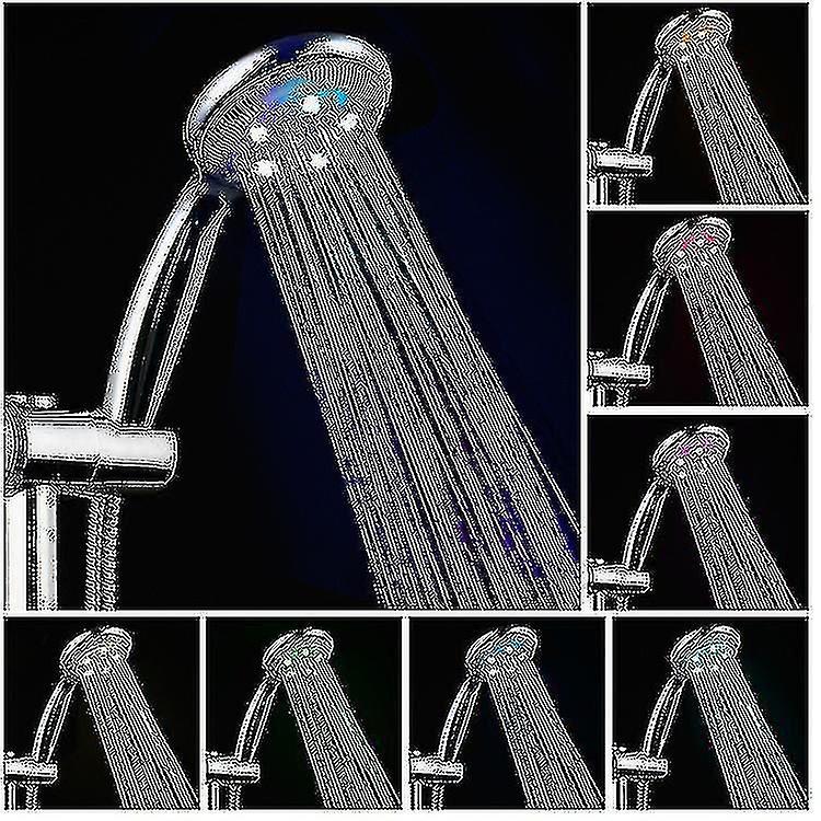 High Turbo Pressure LED Shower Head with 7 Colors Lights and Temperature Sensor