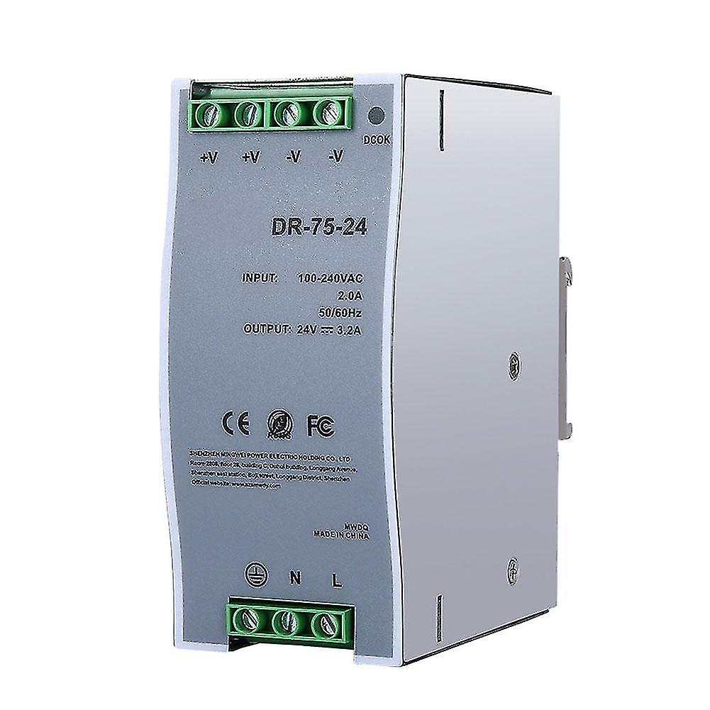Din Rail Switching Ac To Dc Pwm Switching Power Supply Dr-75-24 24v 76.8w Converter Protection For Industrial Switch Transformer