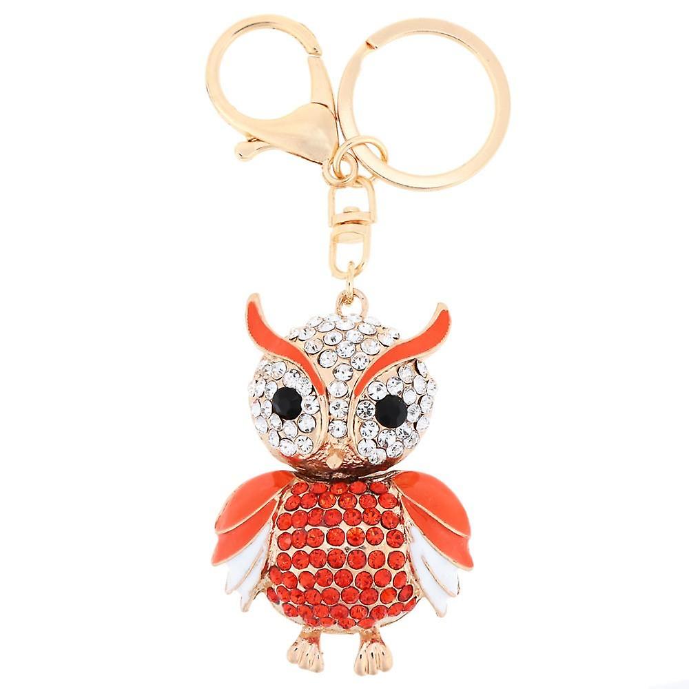 ジュエリーホロー合金ヴィンテージシャイニングラインストーンフクロウペンダントキーリングチェーン