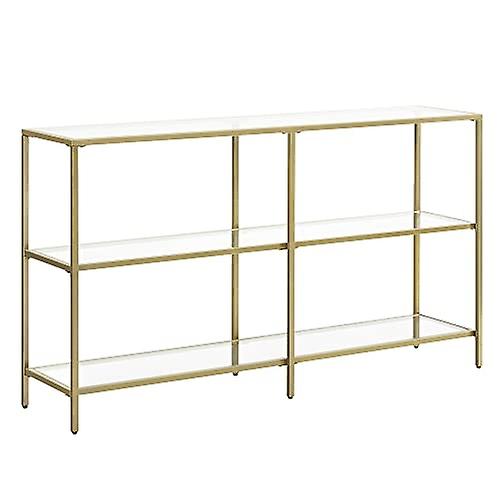 Elegant Gold 3-Tier Console Table with Tempered Glass