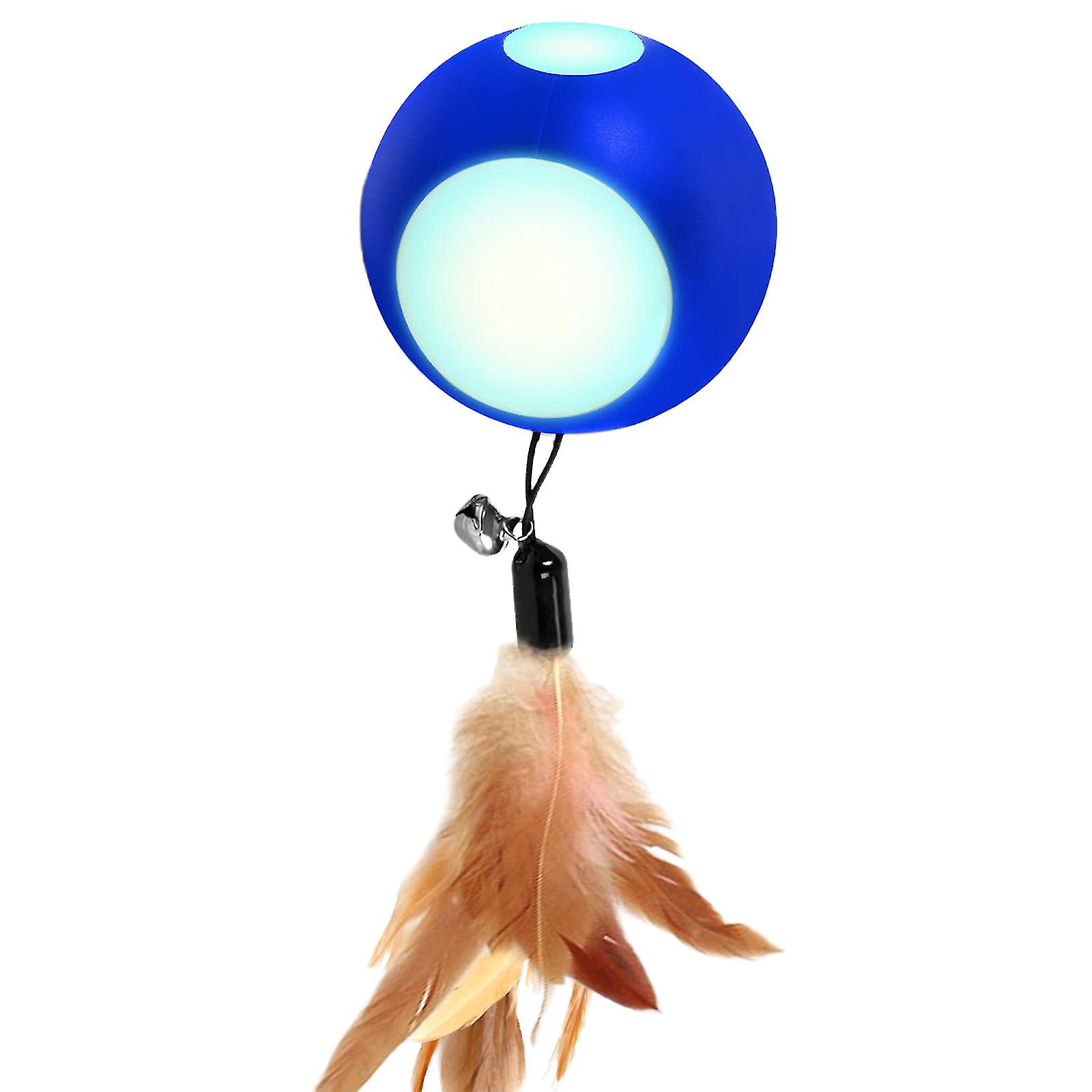 Interactive For Cat Toys Ball Led Light Usb Charging Kitten Feather Balls For Pu