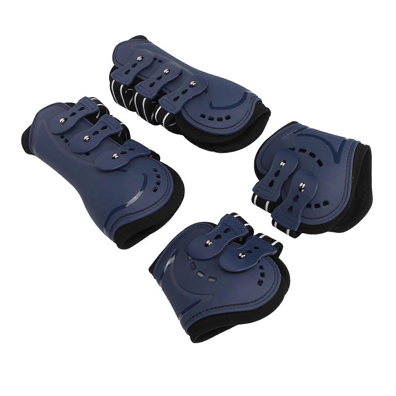Horse Tendon Boots Adjustable Open Front Fetlock Boot Breathable Protective Horse Jumping Tendon Boots Blue Set of 4 M 