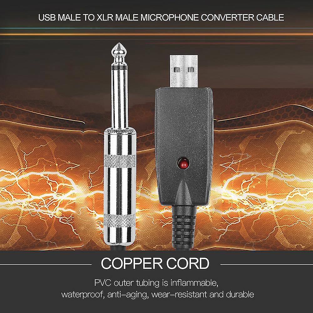 3M Electric Guitar 6.35mm Male Plug to PC USB Interface Conversion Cable Adapter