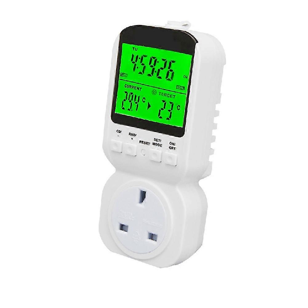 LCD Display Temperature Sensor Plug Timer Smart Timing Power Outlet Wall Socket