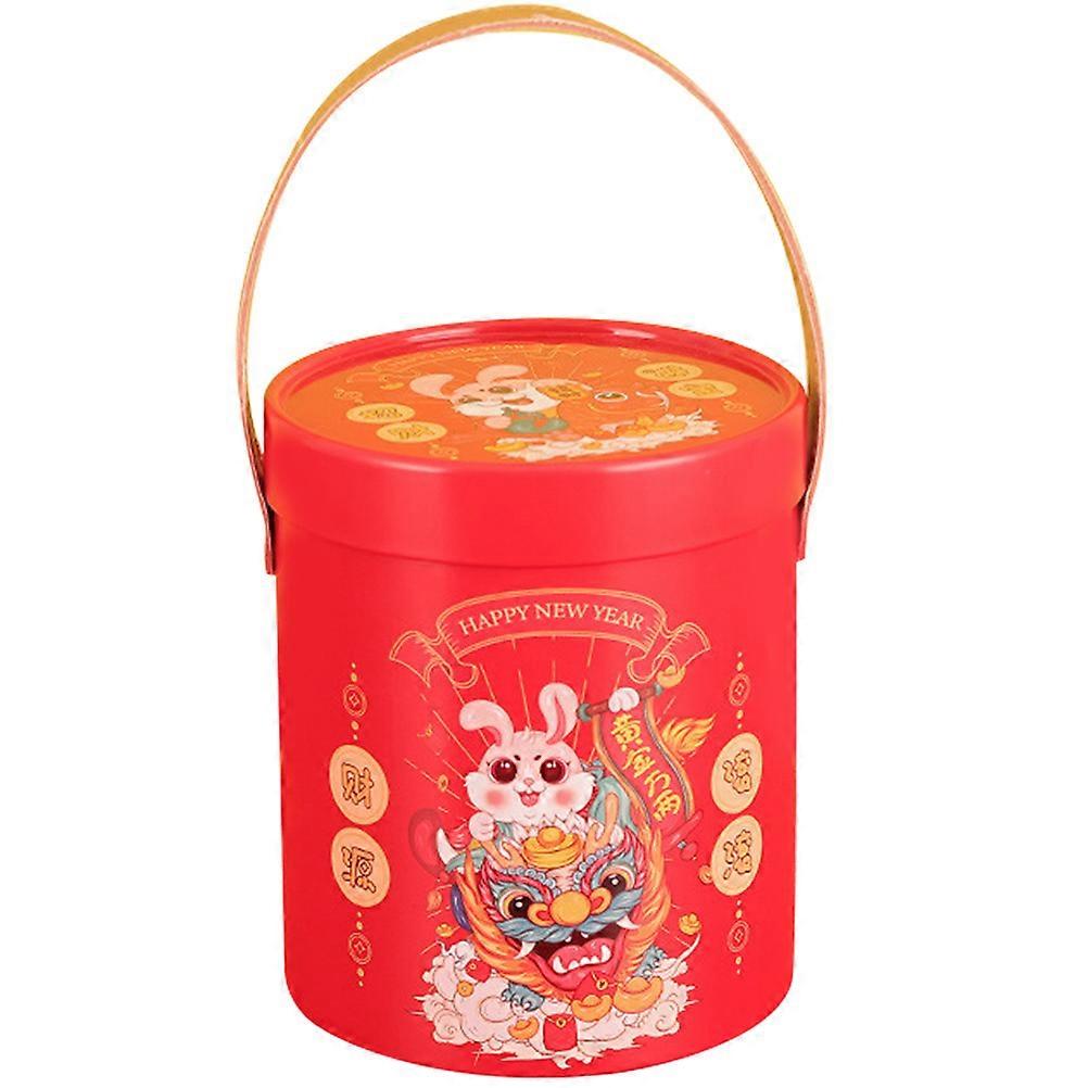 Chinese Style Storage Bucket Round Shape Candy Nut Storage Holder Gift Packing Bucket