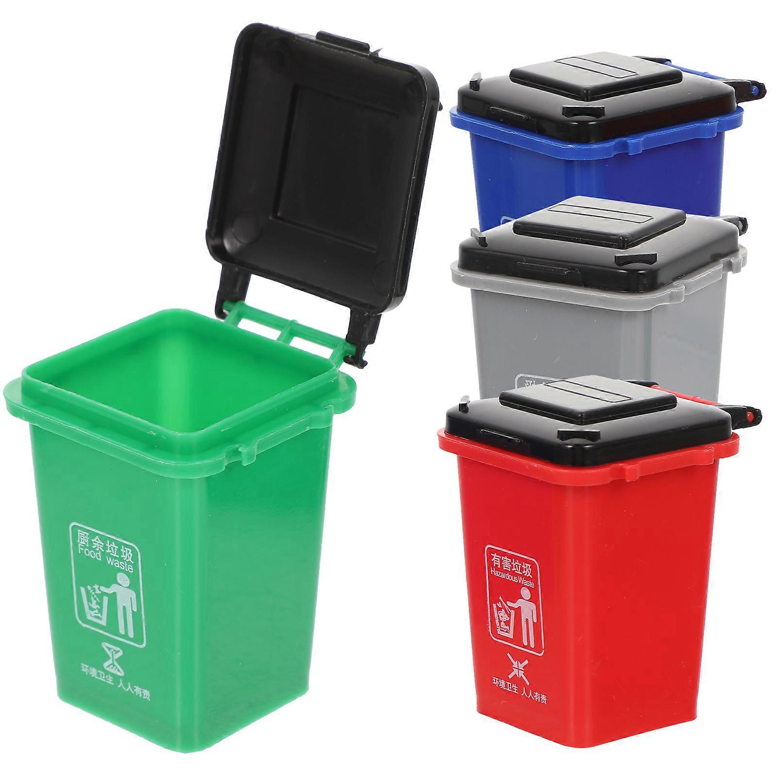 4Pcs Mini Trash Cans Model Kids Trash Cans Sorting Garbage Cans Miniature Scene Models