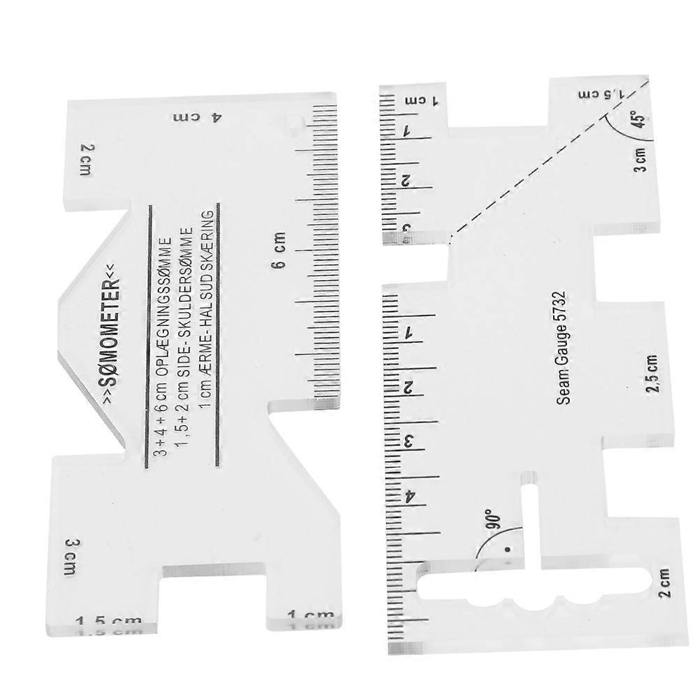 2pcs Patch‑work Ruler Mini Household Sewing Machine Template Clothing Measure Draw Stitch