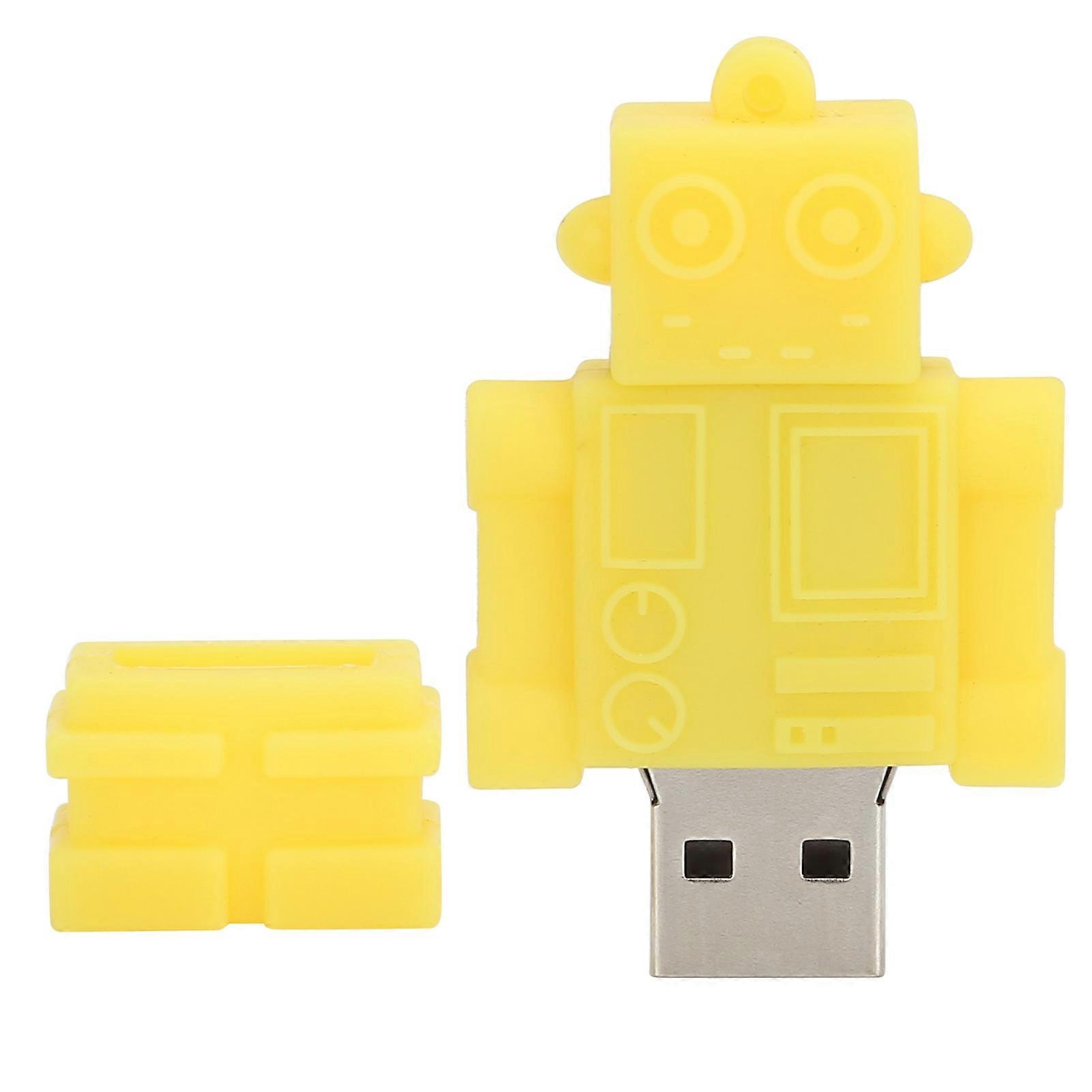 USB Flash Portable Yellow Cartoon Robot Thumb Memory Stick for Information Storage Data Transmission Gift32GB
