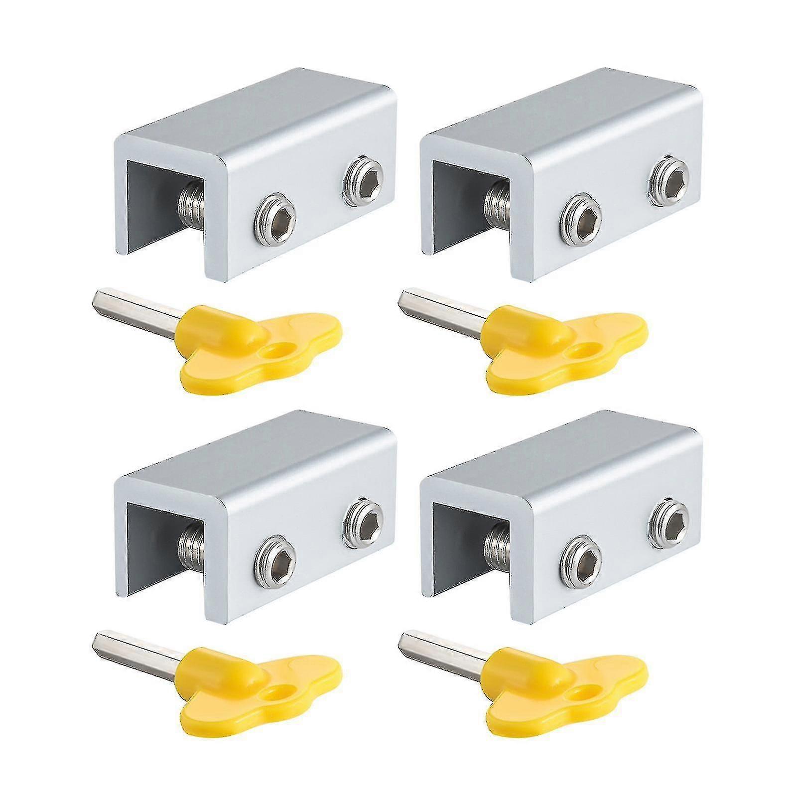 4pcs Sliding Move Window Safety Lock Adjustable Security Locks With For Key For