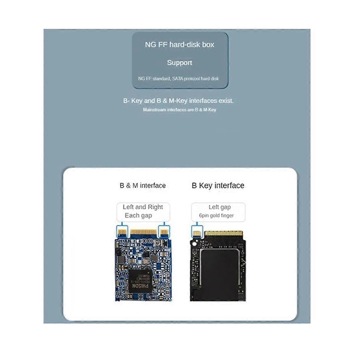 M2 SSD-Gehäuse NGFF SATA zu USB 3.1 Gen 2 5Gbps SSD-Gehäuse für NGFF SATA B Key/ (B+M) Key SSD Hard