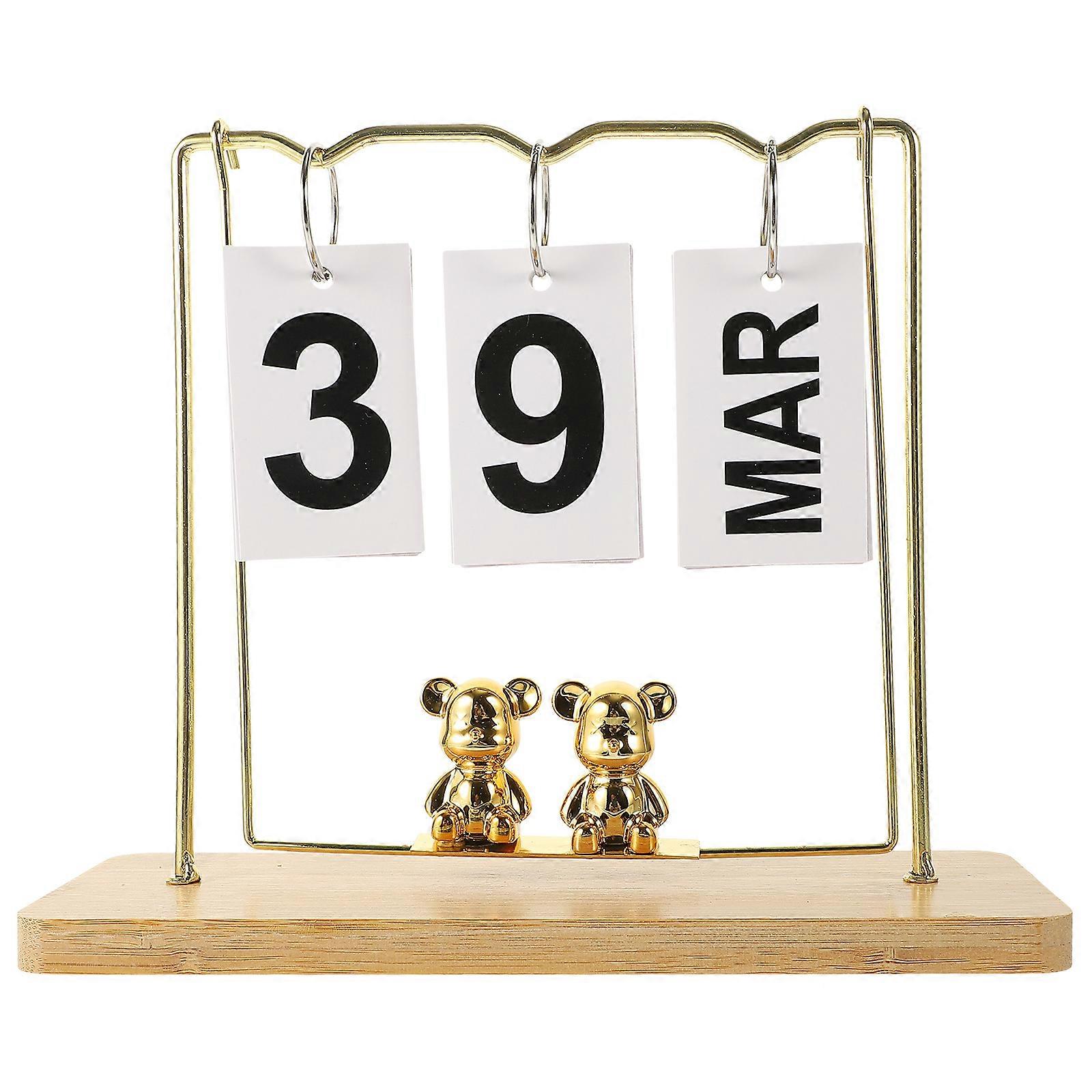 Desktop Calendar Wooden Calendar Reusable Perpetual Calendar Table Calendar Decor