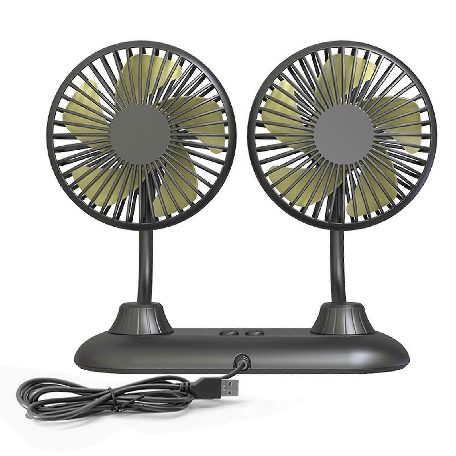 Car Fan Double Headed 360 Degree Rotating Air Conditioner Cooling Fan USB Fan