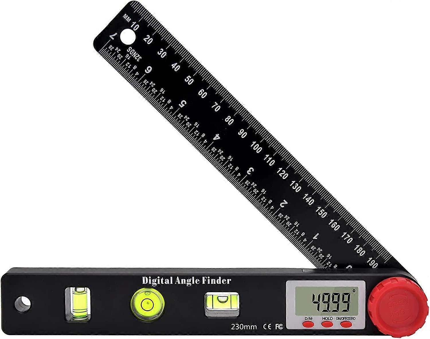 Digital Angle Ruler Protractor Spirit Level Ruler Digital Goniometer 230Mm 360 Angle Gauges With Horizontal Vertical Circle Level Bubble, Lcd Display,