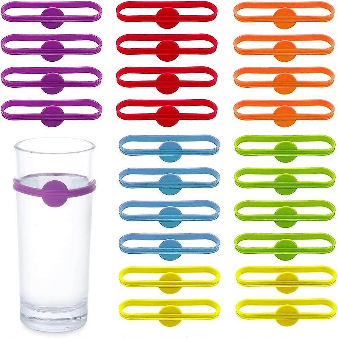Home Reusable Silicone Wine Glass Identifiers (4 Sizes) 24 pcs