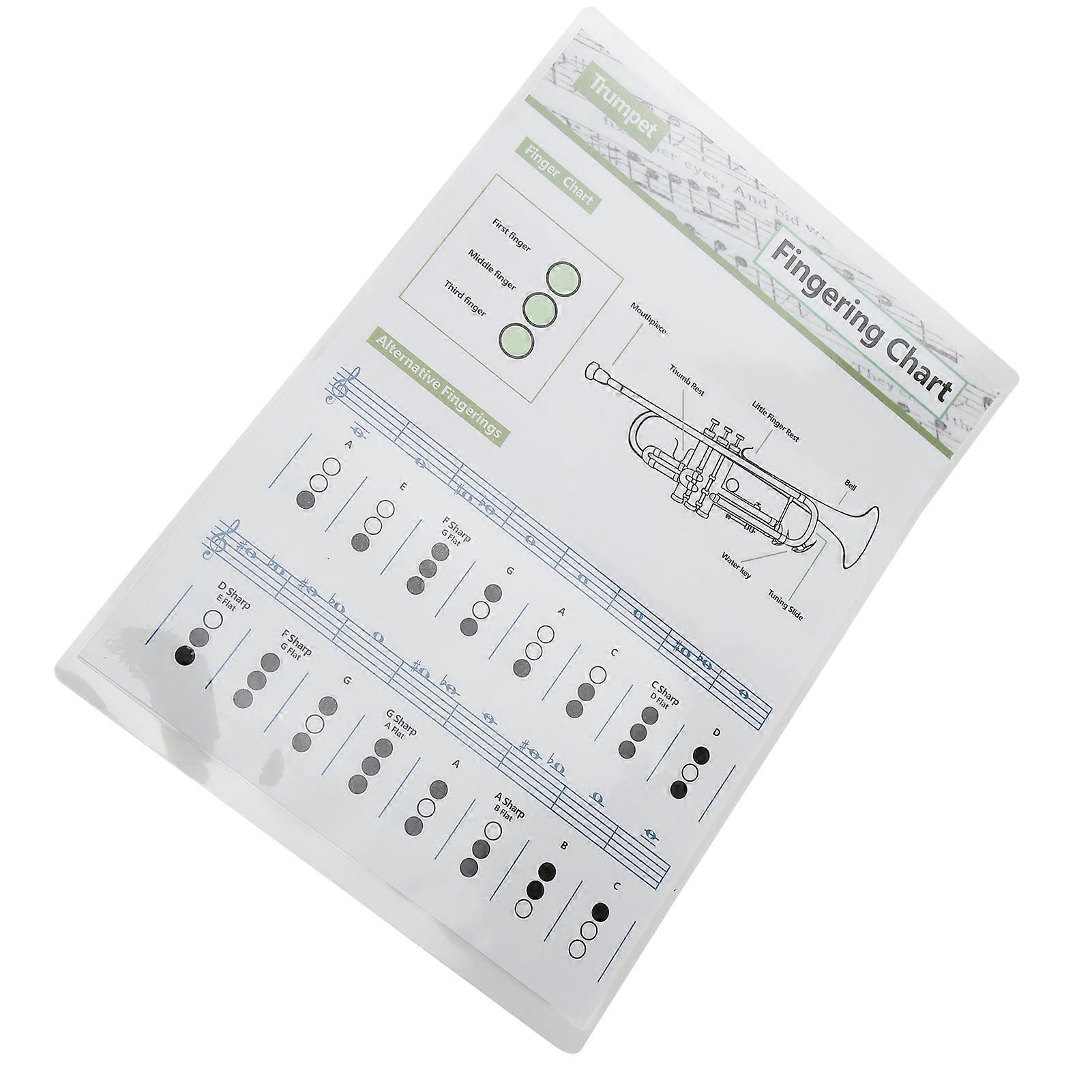 Trumpet Chord Chart Fingering Note Music Instrument Reference Guide for ...