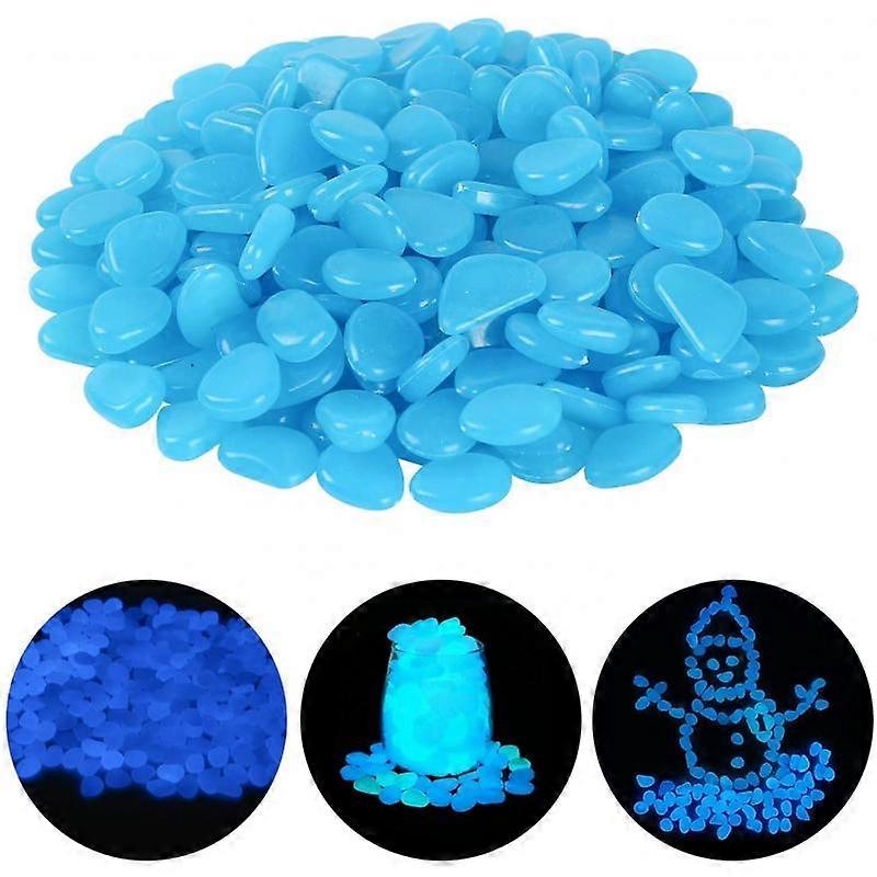 Artificial pebbles glow, suitable for outdoor garden, aquarium, swimming pool decoration 200 pieces (blue)