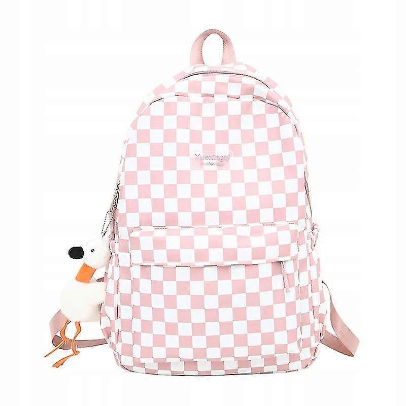 Checkerboard Plaid Backpack School Män och kvinnor