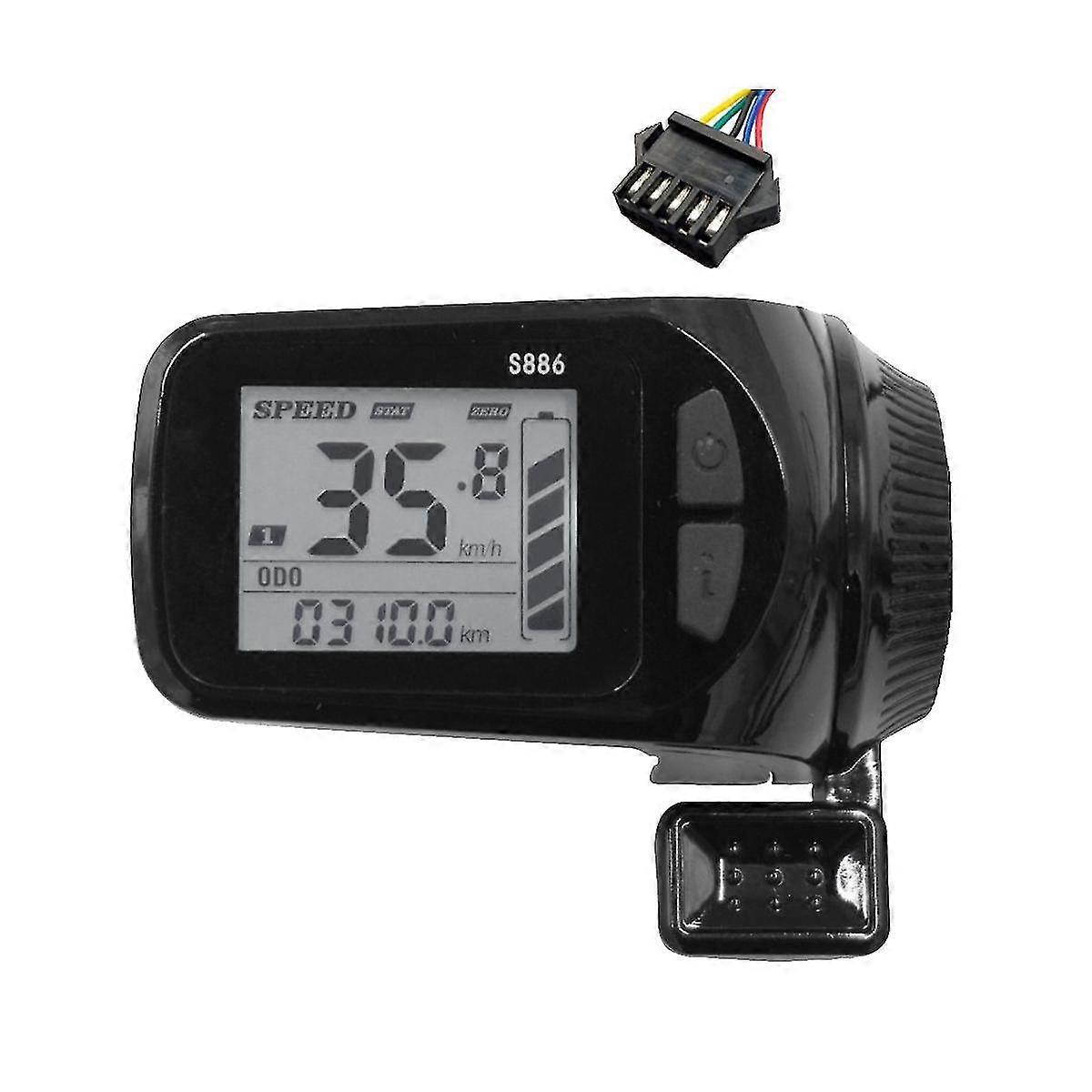 2024 24V/36V/48V/60V S886 Ebike LCD Display Panel Thumb Throttle for Electric Bicycles E-Scooter(SM Plug 5PIN)