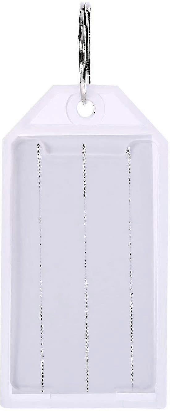50 Pack White Plastic Key Tags With Split Ring Holder Label Window Luggage Label Tags Key Ring Keych